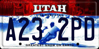 UT license plate A232PD