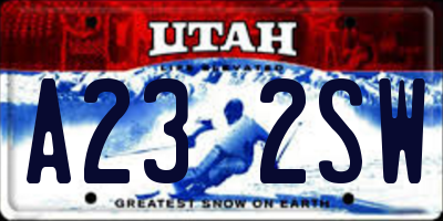 UT license plate A232SW