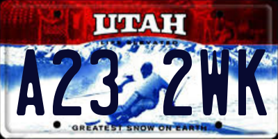 UT license plate A232WK