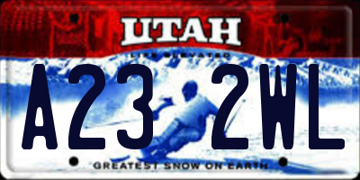 UT license plate A232WL