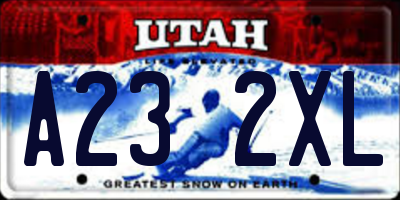 UT license plate A232XL