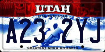 UT license plate A232YJ
