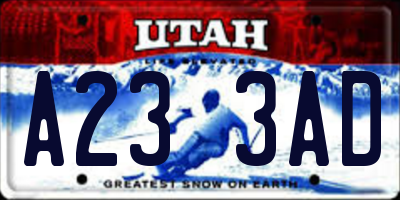 UT license plate A233AD