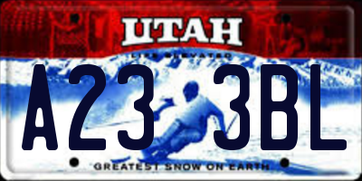 UT license plate A233BL