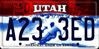 UT license plate A233ED