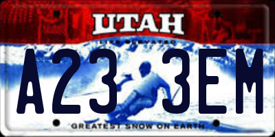 UT license plate A233EM