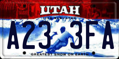 UT license plate A233FA