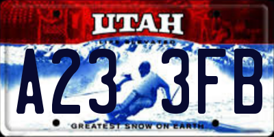 UT license plate A233FB