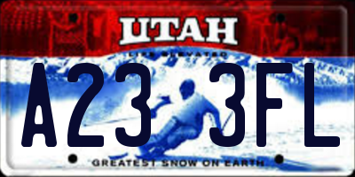 UT license plate A233FL