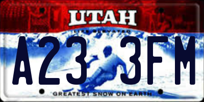 UT license plate A233FM