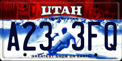 UT license plate A233FQ