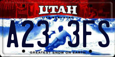 UT license plate A233FS