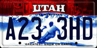 UT license plate A233HD