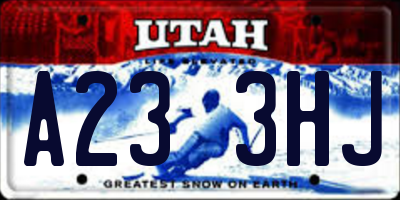 UT license plate A233HJ