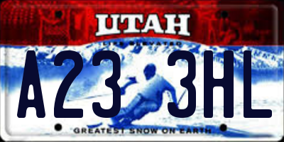 UT license plate A233HL