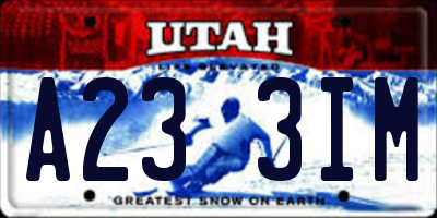 UT license plate A233IM