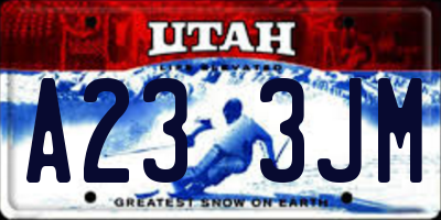 UT license plate A233JM