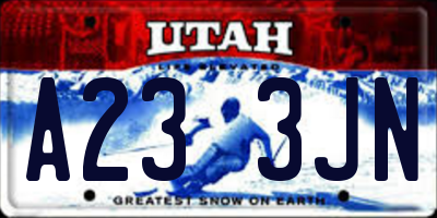 UT license plate A233JN