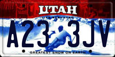 UT license plate A233JV