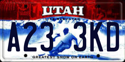 UT license plate A233KD