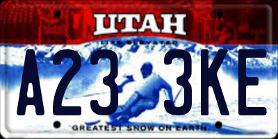 UT license plate A233KE