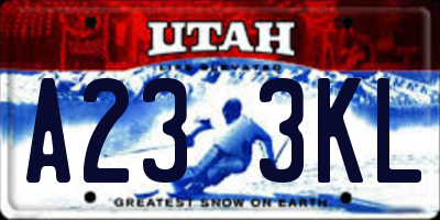 UT license plate A233KL