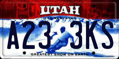 UT license plate A233KS