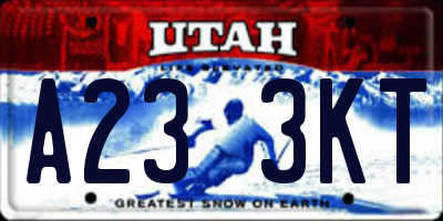 UT license plate A233KT