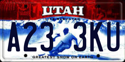 UT license plate A233KU