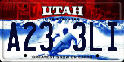 UT license plate A233LI