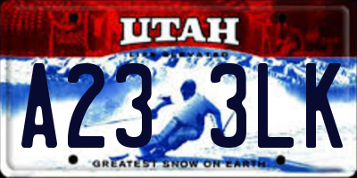 UT license plate A233LK