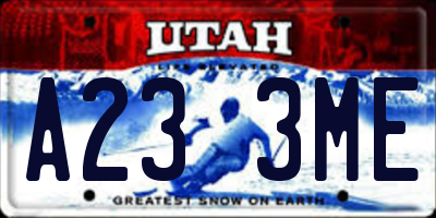 UT license plate A233ME
