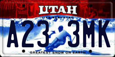 UT license plate A233MK