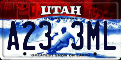UT license plate A233ML