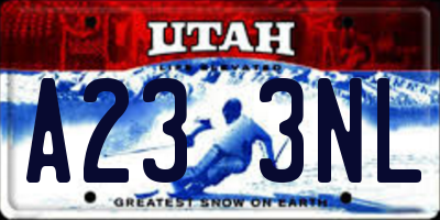 UT license plate A233NL