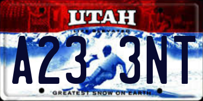 UT license plate A233NT