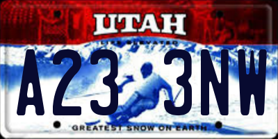 UT license plate A233NW