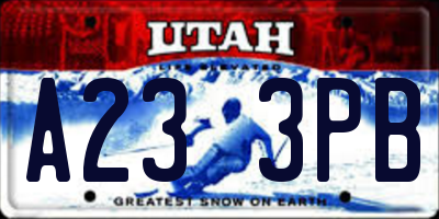 UT license plate A233PB
