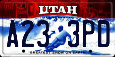 UT license plate A233PD