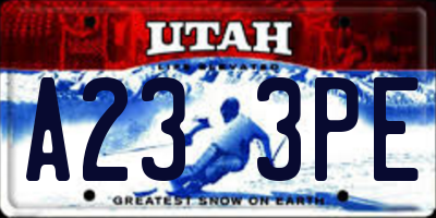 UT license plate A233PE