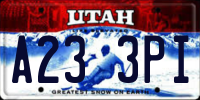 UT license plate A233PI