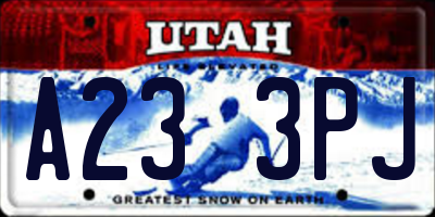 UT license plate A233PJ