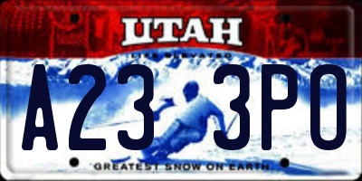 UT license plate A233PO