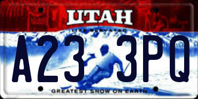 UT license plate A233PQ