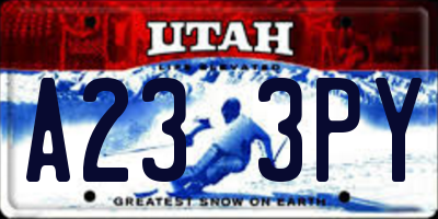 UT license plate A233PY