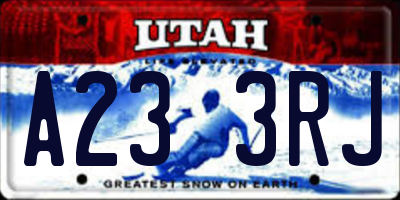 UT license plate A233RJ