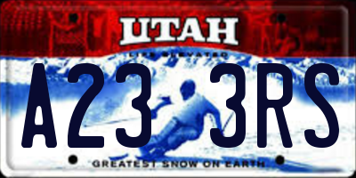 UT license plate A233RS
