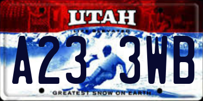 UT license plate A233WB