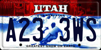UT license plate A233WS