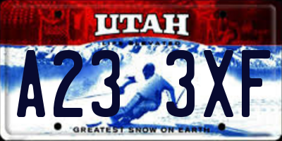 UT license plate A233XF